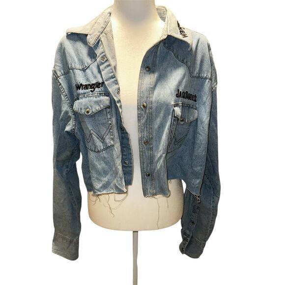 Rare Vintage 90s wrangler x jack Daniel's cropped women's denim jacket - Picture 2 of 9
